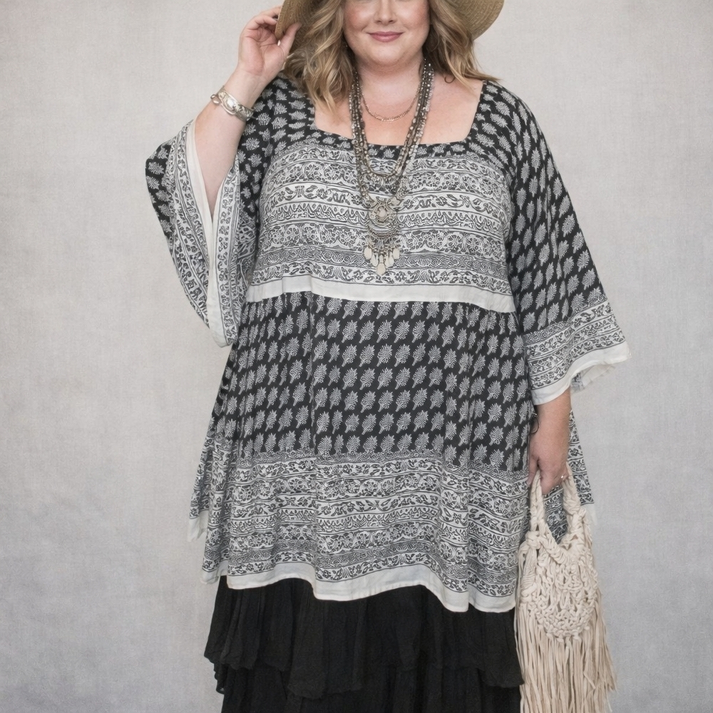 BOHO Black and White‎ Lagenlook, Whimsigoth 2/3x Pit To Pit Is 24 Plus